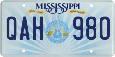 MS license plate QAH980