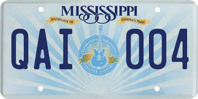 MS license plate QAI004