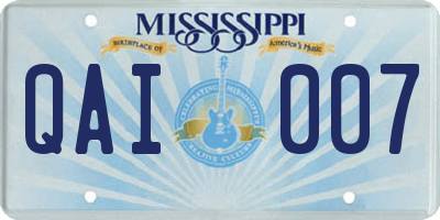 MS license plate QAI007