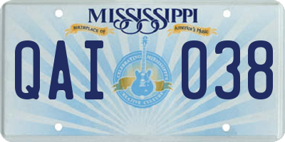 MS license plate QAI038