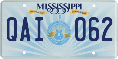 MS license plate QAI062