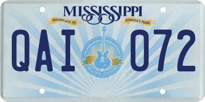 MS license plate QAI072