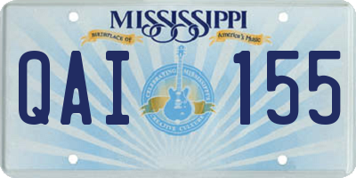 MS license plate QAI155