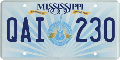 MS license plate QAI230