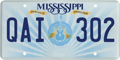MS license plate QAI302