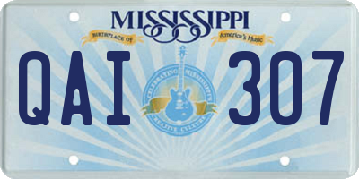 MS license plate QAI307