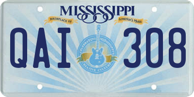 MS license plate QAI308