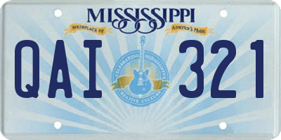 MS license plate QAI321