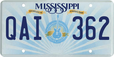 MS license plate QAI362