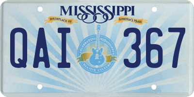MS license plate QAI367