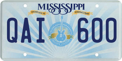 MS license plate QAI600