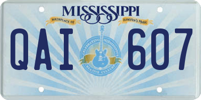 MS license plate QAI607