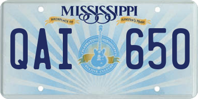 MS license plate QAI650