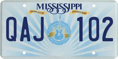 MS license plate QAJ102