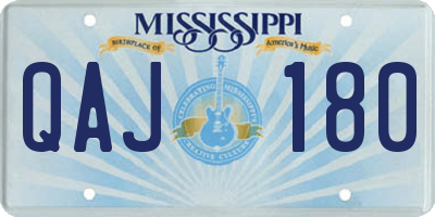 MS license plate QAJ180