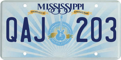 MS license plate QAJ203