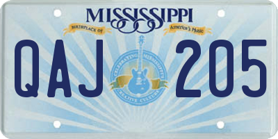 MS license plate QAJ205