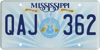 MS license plate QAJ362