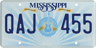 MS license plate QAJ455