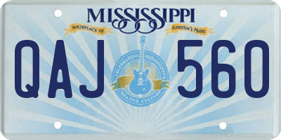 MS license plate QAJ560