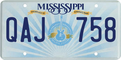 MS license plate QAJ758