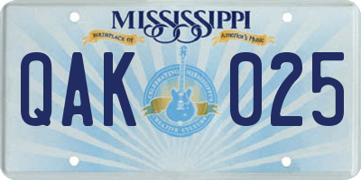 MS license plate QAK025