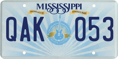 MS license plate QAK053
