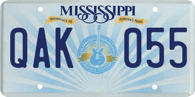 MS license plate QAK055
