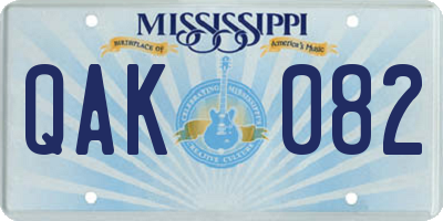 MS license plate QAK082