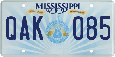 MS license plate QAK085