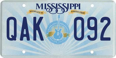 MS license plate QAK092