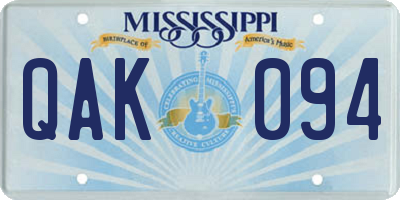 MS license plate QAK094