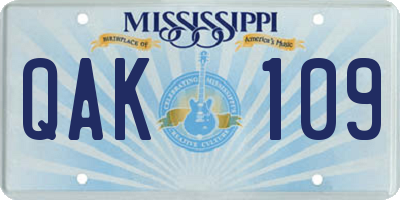 MS license plate QAK109