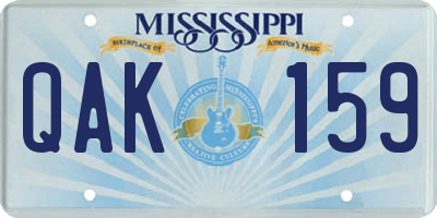 MS license plate QAK159