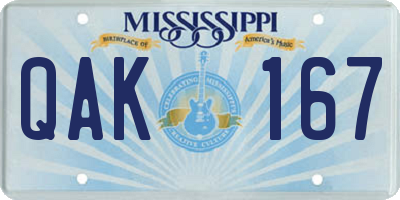 MS license plate QAK167