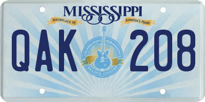 MS license plate QAK208
