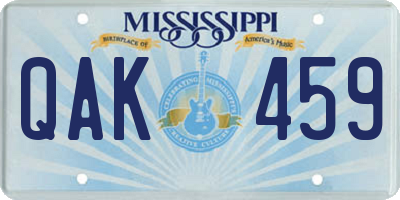 MS license plate QAK459
