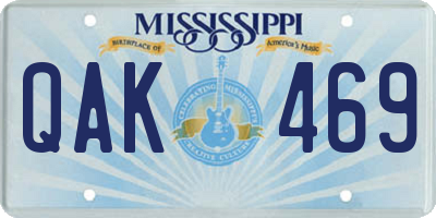 MS license plate QAK469