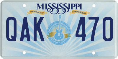 MS license plate QAK470