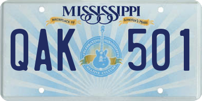 MS license plate QAK501