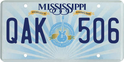 MS license plate QAK506