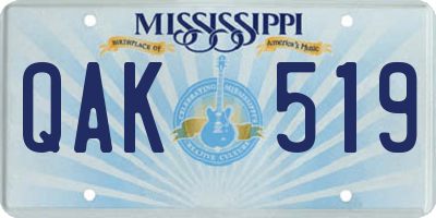 MS license plate QAK519