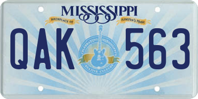 MS license plate QAK563