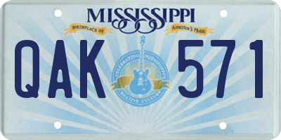 MS license plate QAK571
