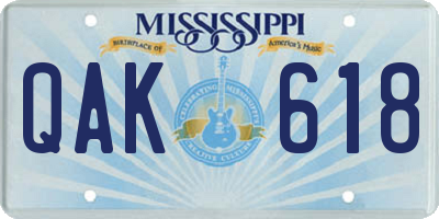 MS license plate QAK618