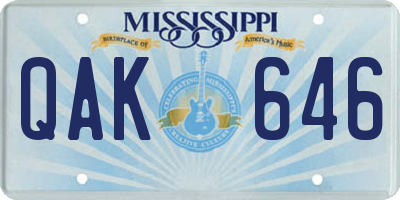 MS license plate QAK646