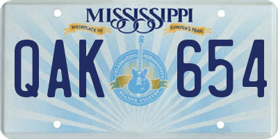 MS license plate QAK654