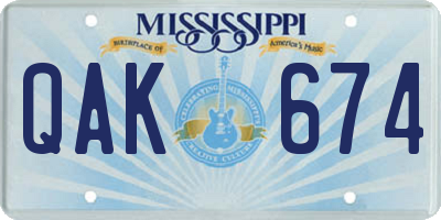 MS license plate QAK674