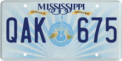 MS license plate QAK675