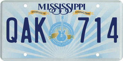 MS license plate QAK714